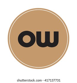 ow brown letters ,abstract background logo, design identity in circle, alphabet letter