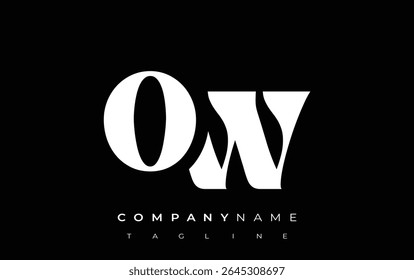 OW Creative Abstract Typography Logo Design. Elegant logo combining bold typography and creative shapes, ideal for branding and identity solutions.
