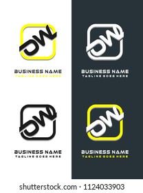OW initial box letter logo template vector