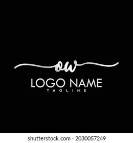 OW Initial Handwriting Logo Design Vector
