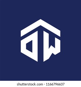 OW Initial letter hexagonal logo vector