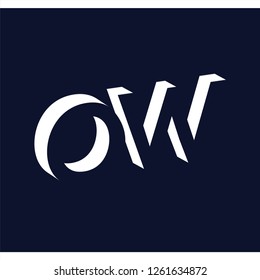 OW initial letter with negative space logo icon vector template