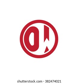 OW initial letters circle business logo red