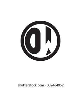 OW initial letters circle monogram logo