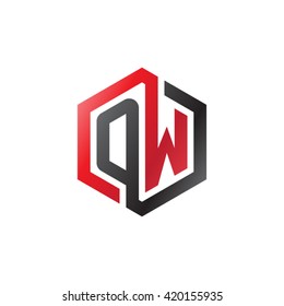 OW initial letters looping linked hexagon logo red black