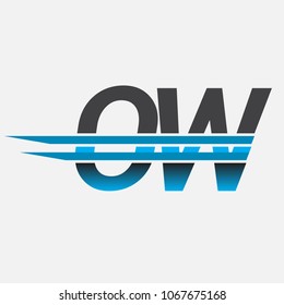 OW initial logo company name colored black and blue, Simple and Modern Logo Design.
