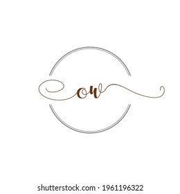 OW Initial Logo Handwriting template letter illustration