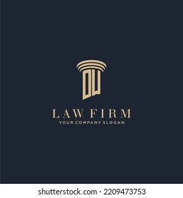 OW initial monogram lawfirm logo with pillar design