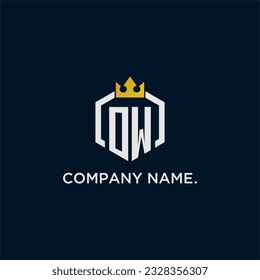 OW initial monogram logo design for hexagon style  crown elegant image