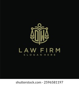 OW initial monogram logo for lawfirm with scale vector design