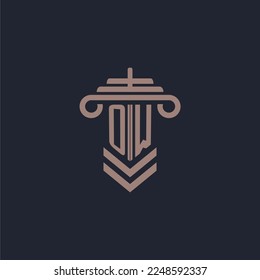 OW initial monogram logo with pillar design for law firm vector image