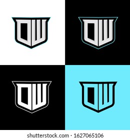 ow initial shield sport logo design