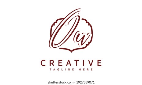 OW Initials, handwriting logo vector