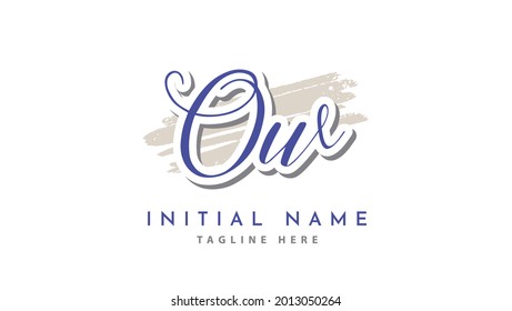 OW Initials, handwriting logo vector