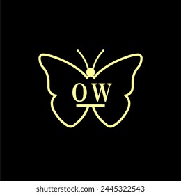 OW Initials Luxury Butterfly logo Vector illustration