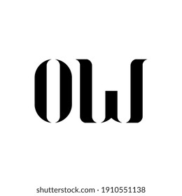OW letter logo design. Initial letter OW uppercase monogram logo white color. OW logo, O W design. OW, O W