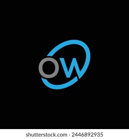 OW Letter Logo Design on Polygon Shape
