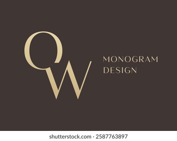 OW letter logo icon design. Classic style luxury initials monogram.
