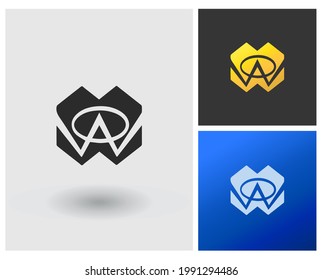 Forma de la prima de oro monograma de la letra OW, logotipo de la forma del libro limpio