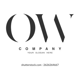 OW logo design. Initial letter o and w serif font style. Creative classic company name typography. Trendy logotype or identity. Vector illustration.