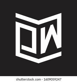 OW Logo Emblem Monogram With Shield Style Design Template Isolated On Black Background