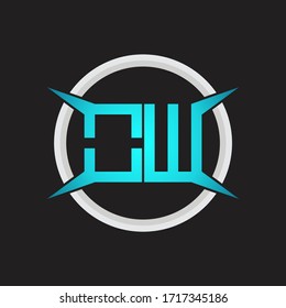 Monograma de logotipo OW con plantilla de diseño de forma circular y de cuatro ejes