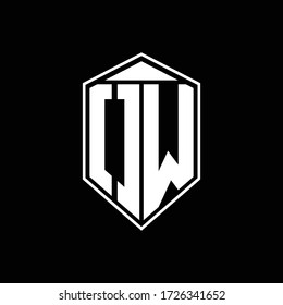 OW logo monogram with emblem shape combination tringle on top design template