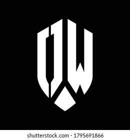 ow logo monogram with emblem shield style design template