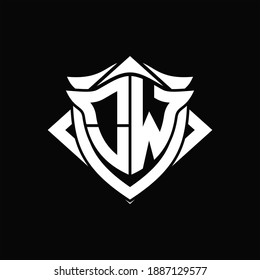 OW Logo monogram with shield and horn shape design template ON black background