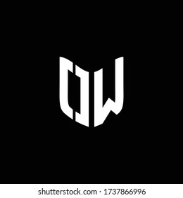 ow logo monogram with shield shape design template