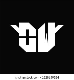Monograma del logotipo OW con una sola ala plantilla de diseño sobre fondo negro