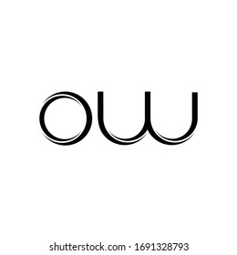 OW Logo monogram with slice rounded modern design template isolated on white background