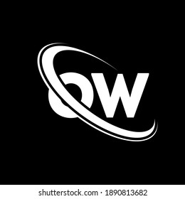 OW logo. O W design. White OW letter. OW O W letter logo design. Initial letter OW linked circle uppercase monogram logo.