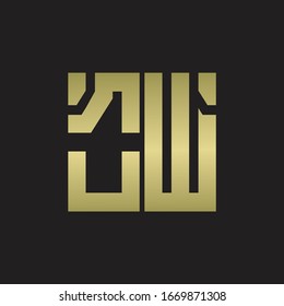 OW Logo with squere shape design template with gold colors