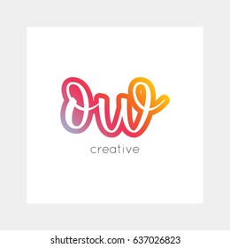 OW logo, vector. Useful as branding, app icon, alphabet combination, clip-art.