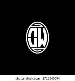 OW monogram logo isolated on oval rotate shape design template
