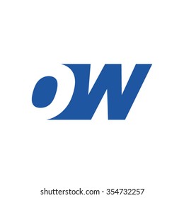 OW negative space letter logo blue