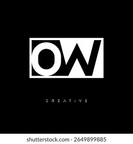 Monograma de espaço negativo OW - Logotipo de marca de letra preto e branco minimalista para branding criativo, identidade de moda e conceitos de design modernos
