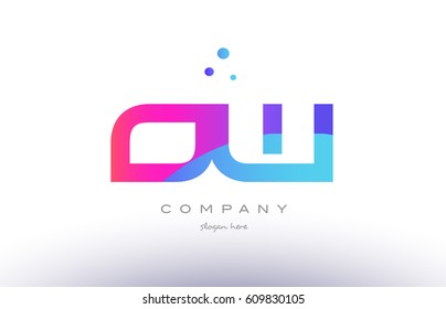 ow o w  creative pink purple blue modern dots creative alphabet gradient company letter logo design vector icon template