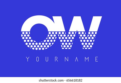 OW O W Dotted Pattern Letter Logo Design Vector with Blue Background.