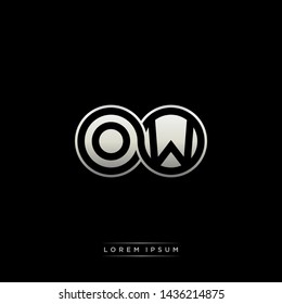 OW O W initial letter linked circle capital monogram logo modern template silver color edition