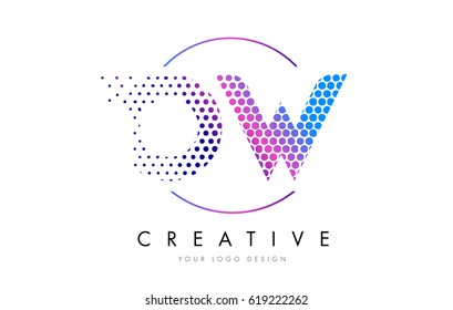 OW O W Pink Magenta Dotted Bubble Letter Logo Design. Dots Lettering Vector Illustration