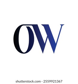 OW Simple alphabet modern minimalist negative space font vector business logo design