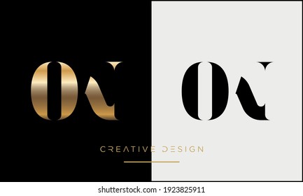 OW or WO Alphabet Letters Abstract Logo