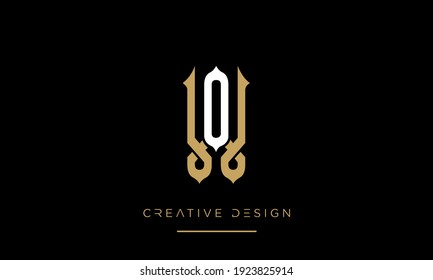 OW or WO Alphabet Letters Abstract Logo
