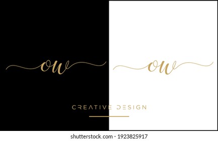 OW or WO Alphabet Letters Abstract Logo