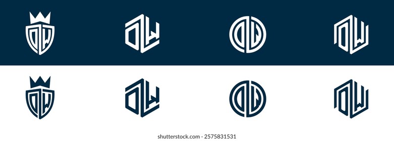 OW WO letter logo set design