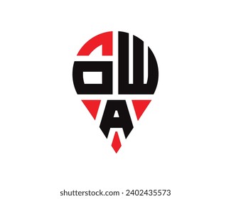 diseño de logotipo de la forma de ubicación de la letra de OWA