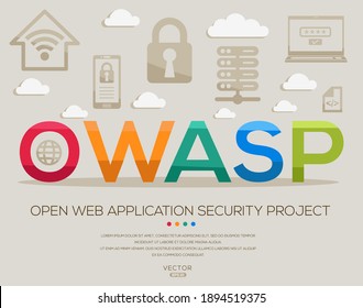 OWASP Mean (Open Web Application Security Project) IT Security Acronyms ,letters And Icons ,Vector Illustration.
