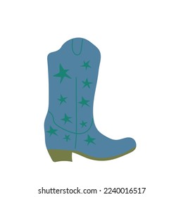  owboy boot with ornament. Wild West theme. Hand drawn colored trendy Vector isolated illustration.